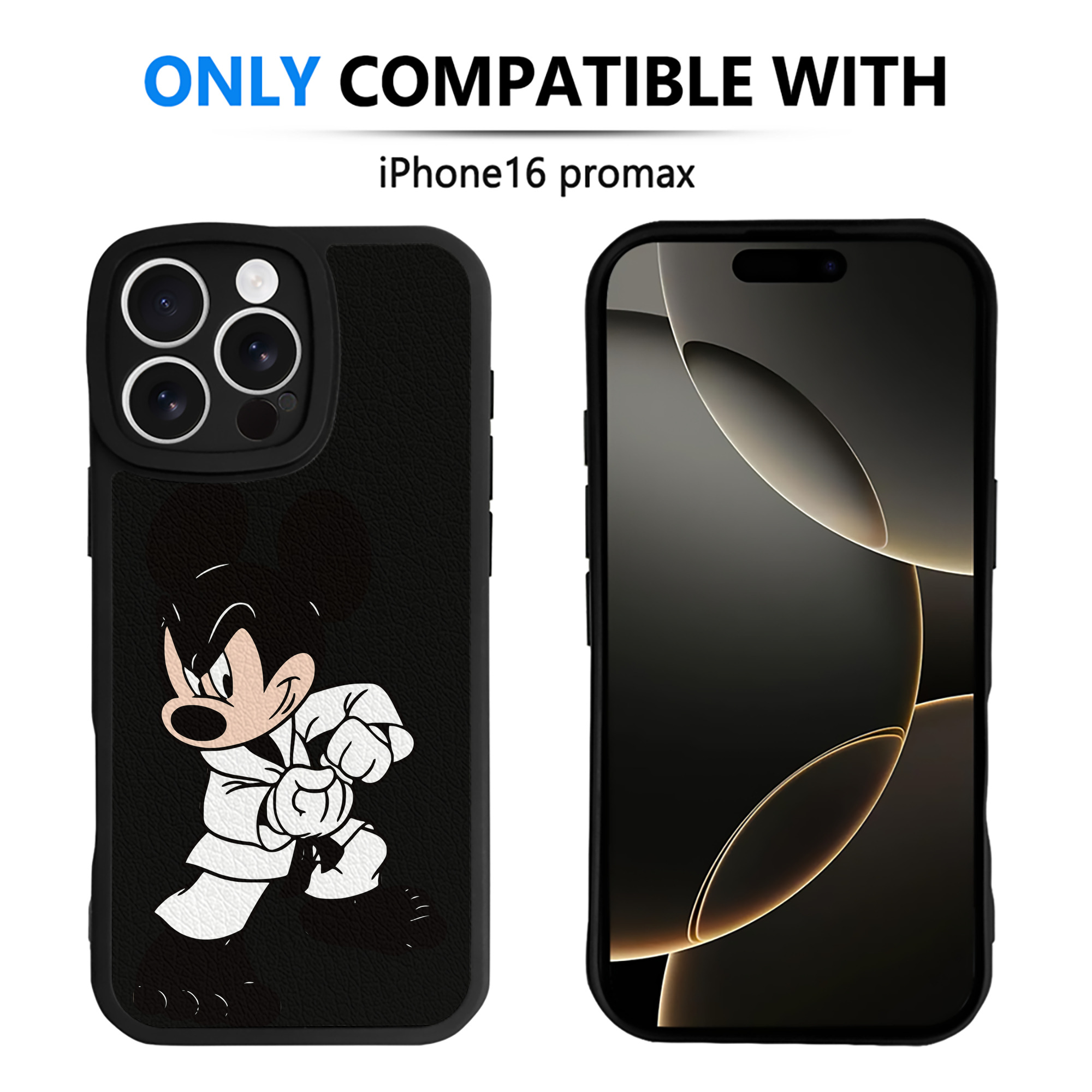 （画像用） ミッキーマウス Mickey Mouse 【iPhone 16シリーズ対応】シリコンスマホケース（レザー調） 材質：シリコン